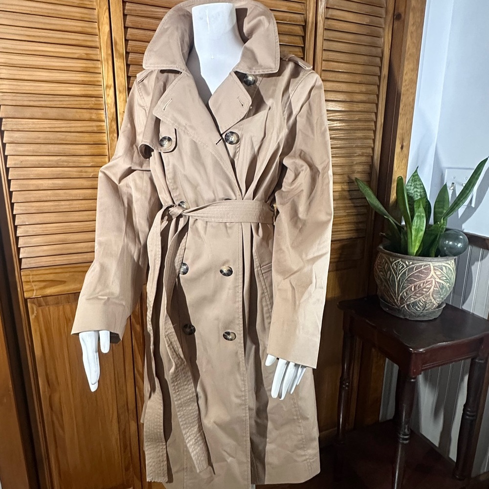Talbots Tan Belted Trench Coat-1X - Picture 9 of 9